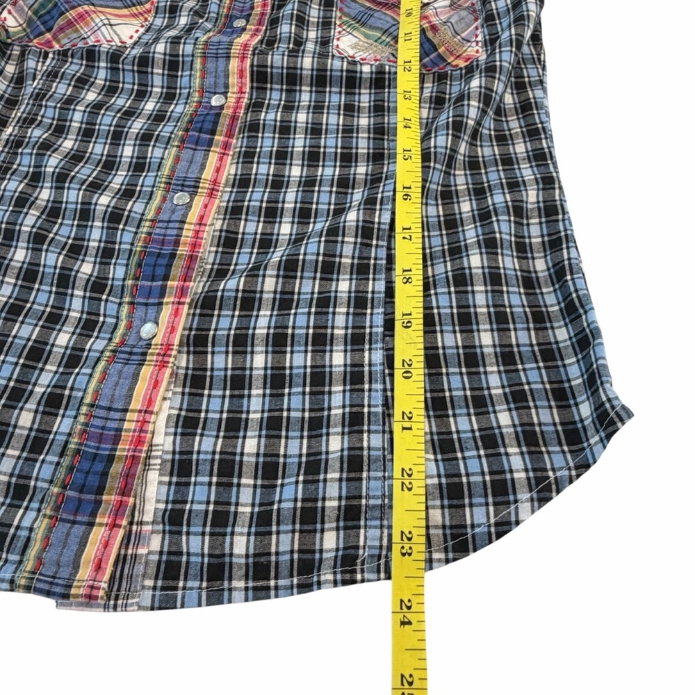 Vintage Rebel Ranch Wear Multicolor Plaid Button‎ Snap Shirt, XS - Picture 6 of 8